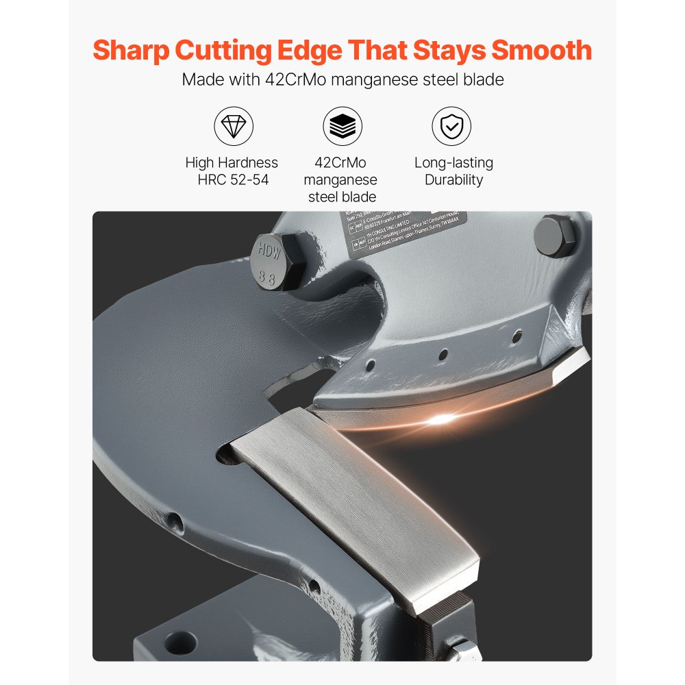 VEVOR Sheet Metal Shear, Manual Plate Shear, Throatless Benchtop Sheet Cutter for Multiple Purpose, with Solid Steel Frame, Mounting Type, Max Cutting Thickness 1.9 mm for Steel Copper Rebar Aluminum