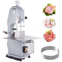 VEVOR Commercial Electric Meat Bandsaw, 1100W Stainless Steel Countertop Bone Sawing Machine, Workbeach 19.3" x 15", 0.16-7.9 Inch Cutting Thickness, Frozen Meat Cutter with 6 Blades for Rib Pork Beef