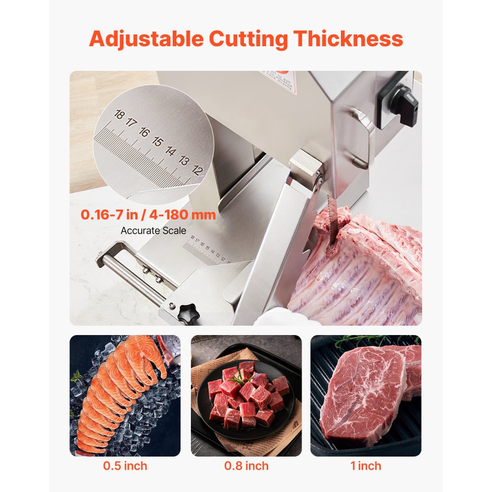 VEVOR 2200W Commercial Electric Meat Bandsaw Stainless Steel Bone Sawing Machine