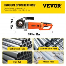 VEVOR Electric Pipe Threader, 2300W Pipe Threading Machine, Heavy-Duty Hand-Held Power Drive Kit, 110V Pipe Threader Machine Copper Motor, Portable Pipe Threader with 6 Dies 1/2"-2" and Carrying Case