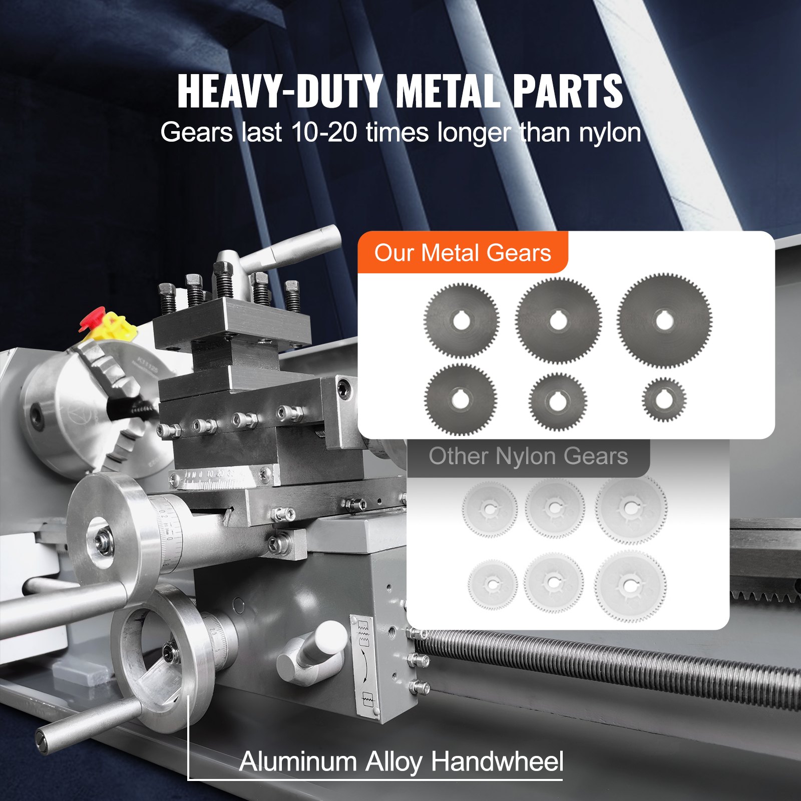 VEVOR Metal Lathe Machine, 21.1 cm x 75 cm, Precision Benchtop Power Metal Lathe, 0-2500 RPM Continuously Variable Speed, 750W Brushless Motor Metal Gears, with Tool Box for Processing Precision Parts