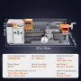 VEVOR Metal Lathe Machine, 7.87'' x 13.78'', Precision Benchtop Power Metal Lathe,, 50-2500 RPM Continuously Variable Speed, 600W Brush Motor Metal Gears, with Tool Box for Processing Precision Parts