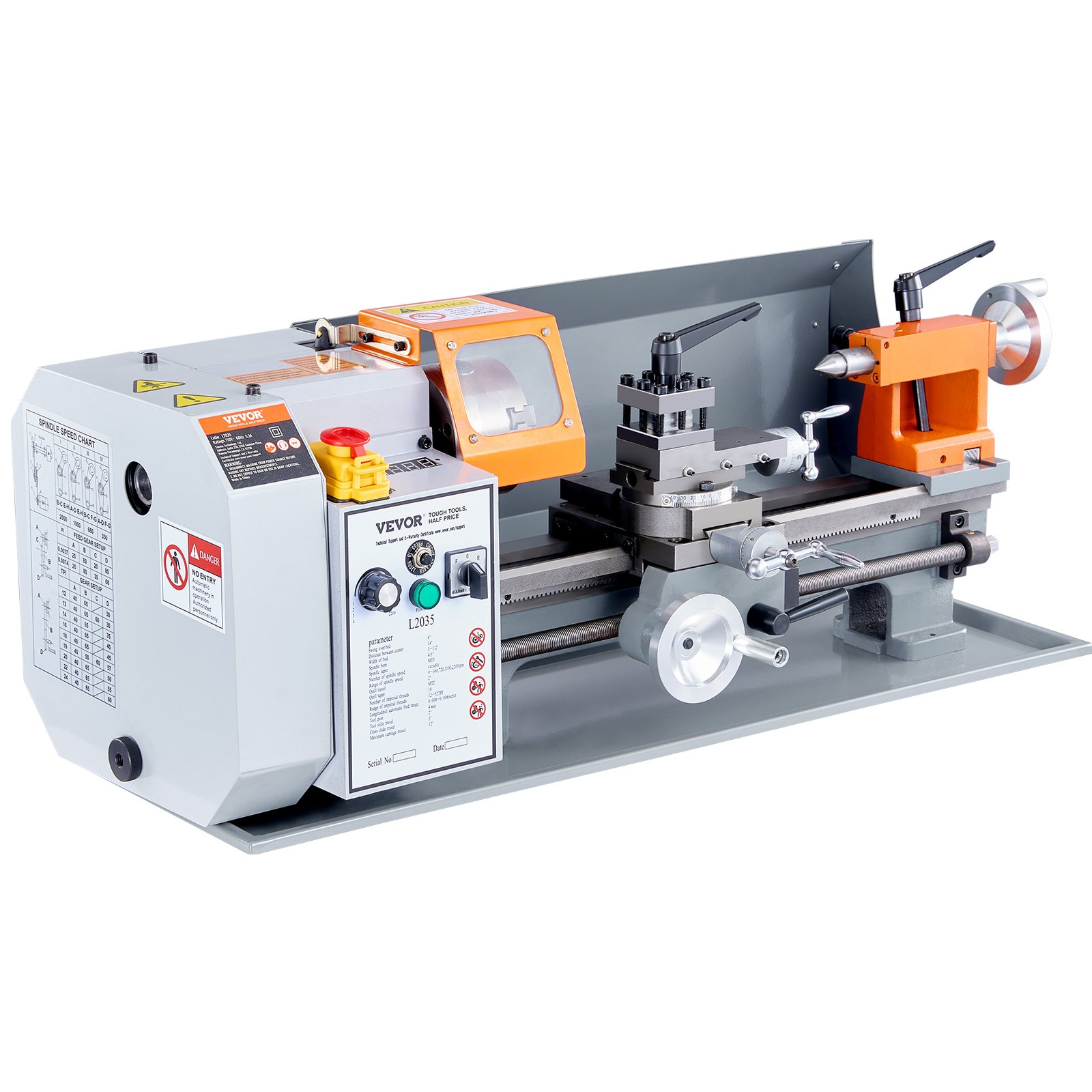 VEVOR Metal Lathe Machine, 7.87'' x 13.78'', Precision Benchtop Power Metal Lathe,, 50-2500 RPM Continuously Variable Speed, 600W Brush Motor Metal Gears, with Tool Box for Processing Precision Parts