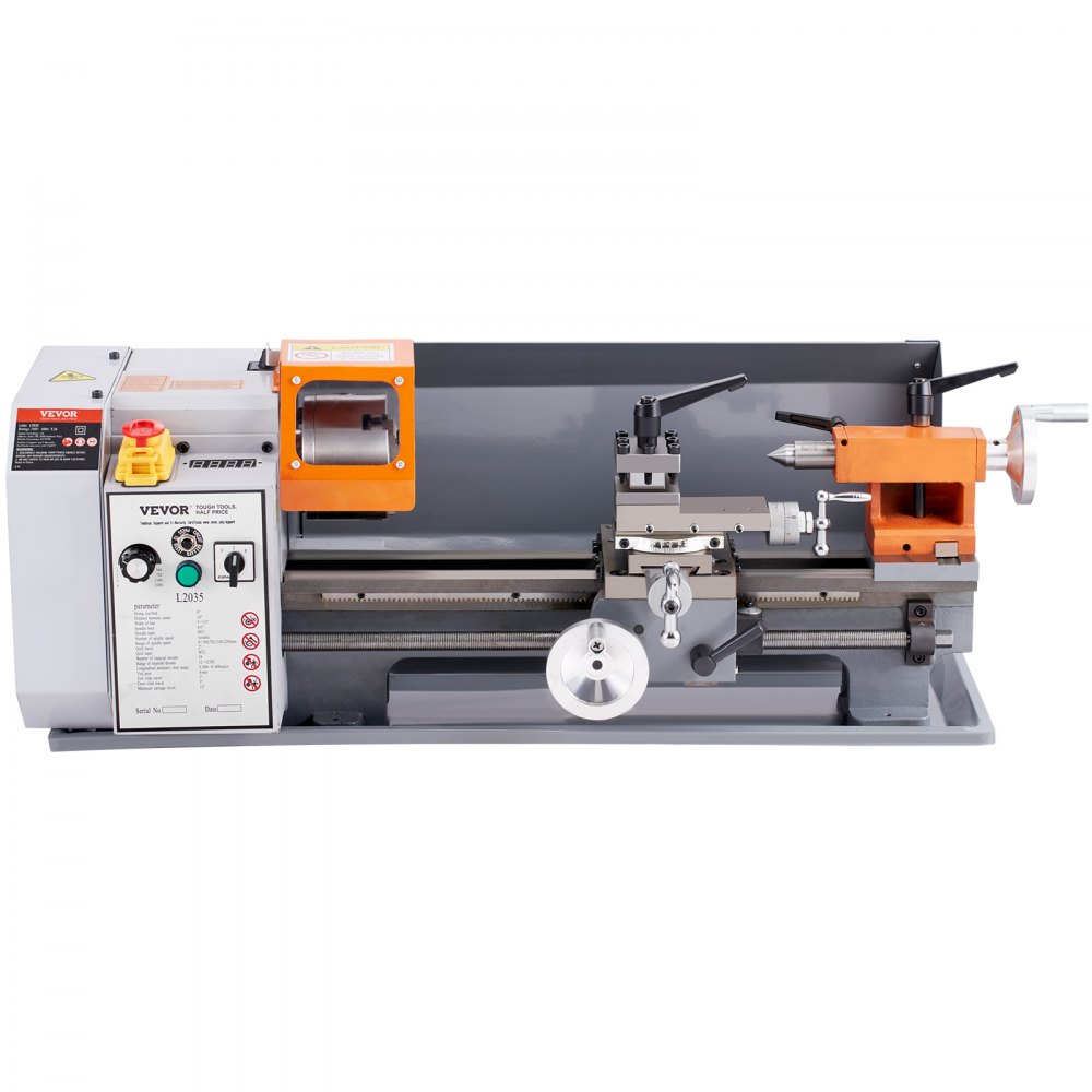 VEVOR Metal Lathe Machine, 200 mm x 350 mm, Precision Benchtop Power Metal Lathe, 50-2500 RPM Continuously Variable Speed, 500W Brush Motor Metal Gears, with Tool Box for Processing Precision Parts