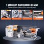 VEVOR Metal Lathe Machine, 200 mm x 350 mm, Precision Benchtop Power Metal Lathe, 50-2500 RPM Continuously Variable Speed, 500W Brush Motor Metal Gears, with Tool Box for Processing Precision Parts