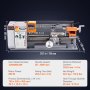 VEVOR Metal Lathe Machine, 200 mm x 350 mm, Precision Benchtop Power Metal Lathe, 50-2500 RPM Continuously Variable Speed, 500W Brush Motor Metal Gears, with Tool Box for Processing Precision Parts