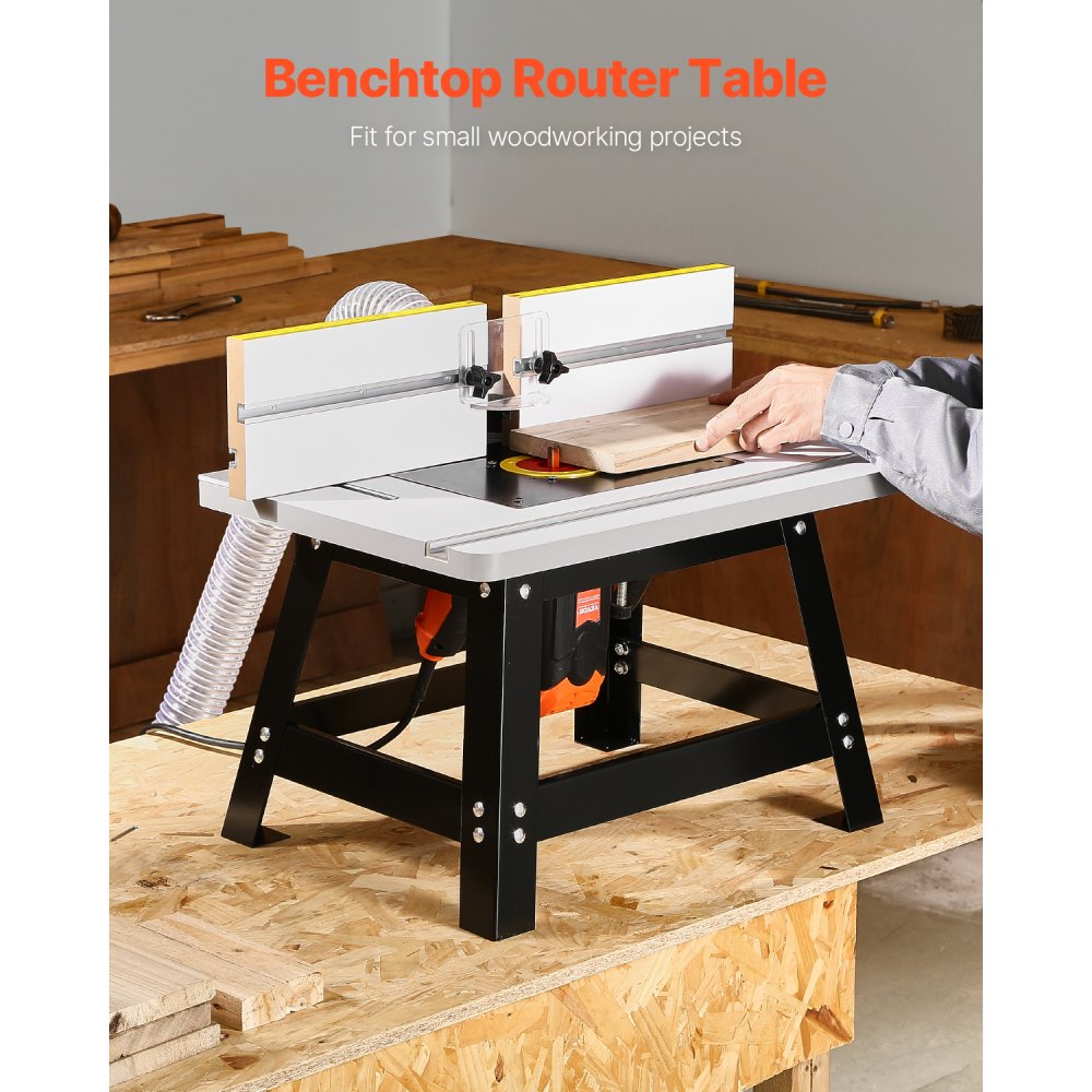 VEVOR Benchtop Router Table 24 x 15.7 in with Fence MDF Top Dust Collection Port