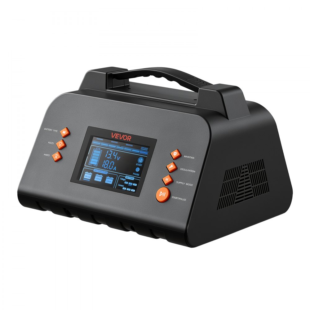 VEVOR Smart Battery Charger 20A 6V 12V 24V for Lithium LiFePO4 Lead-Acid, Compatible with Car Lawn Mower ATV Compact RV, Trickle Charging Maintainer Desulfator, Charger with 3.8 Inch LCD Display