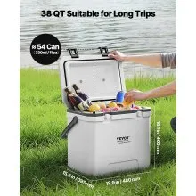 Portable Cooler 38 QT Insulated Hard Cooler 54 Can Capacity with Cup Holder