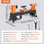 VEVOR Benchtop Wood Lathe, 10 in x 18 in, 0.5 HP 370W Power Wood Turning Lathe Machine, 5 Variable Speeds 680/1100/1600/2200/3200 RPM with Rod Injection Wrenches Faceplate Foot Pads, for Woodworking
