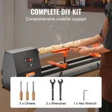 VEVOR Benchtop Wood Lathe, 14 in x 40 in, 0.5 HP 370W Power Wood Turning Lathe Machine, 4 Speed Adjustable 885/1245/1715/2425 RPM with Chisels Faceplate Plastic Handle Hex Wrench, for Woodworking