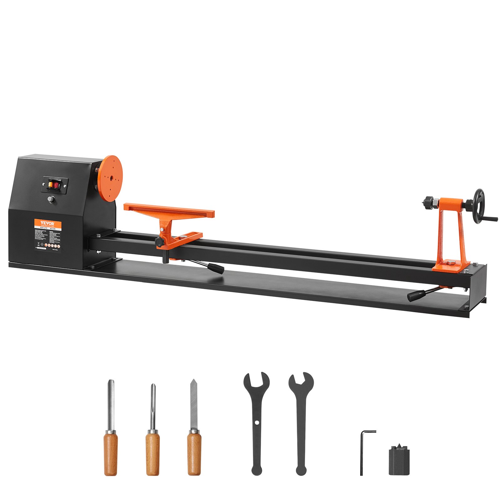 VEVOR Tabletop Wood Lathe, Dimensions 14x40 inches, Motor Power 0.5 HP 370W, Features Variable Speeds 885/1245/1715/2425 RPM, Includes Chisels, Faceplate, Plastic Handle, Hex Wrench, Ideal for Craf