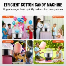 Mașină electrică de vată de zahăr VEVOR, 1000 W aparat de fabricare a ață de zahăr, mașină comercială de vată de zahăr cu capac, bol din oțel inoxidabil și cupă de zahăr, perfectă pentru ziua de naștere a copiilor acasă, petrecerea de familie (roz)