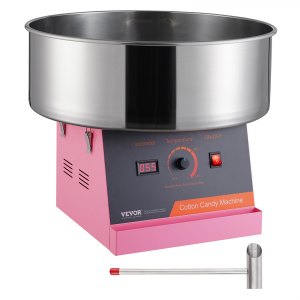 VEVOR Machine électrique à barbe à papa 1000 W, machine commerciale à barbe à papa avec bol en acier inoxydable, pelle à sucre et tiroir, parfaite pour la maison, les anniversaires d'enfants