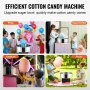 VEVOR elektrisk sockervaddsmaskin, 1000 W Candy Floss Maker, kommersiell sockervaddsmaskin med rostfritt stålskål och sockerskopa, perfekt för hemmabarnsfödelsedag, familjefest (rosa)