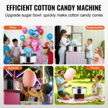 VEVOR Electric Cotton Candy Machine, 1000W Candy Floss Maker, Commercial Cotton Candy Machine with Stainless Steel Bowl, and Sugar Scoop, Perfect for Home Kids Birthday, Family Party (Pink)