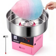 VEVOR Electric Cotton Candy Machine, 1000W Candy Floss Maker, Commercial Cotton Candy Machine with Stainless Steel Bowl, Sugar Scoop, and Drawer, Perfect for Home Kids Birthday, Family Party Pink