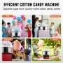VEVOR Elektrisk Candy Candy Machine, 1000 W Candy Floss Maker, kommerciel Candy Candy Machine med låg, rustfri stålskål og sukkerske, perfekt til hjemmebørns fødselsdag, familiefest (rød)