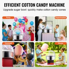 Mașină electrică de vată de zahăr VEVOR, aparat de fabricare a ață de zahăr de 1000 W, mașină comercială de vată de zahăr cu capac, bol din oțel inoxidabil și cupă de zahăr, perfectă pentru ziua de naștere a copiilor acasă, petrecerea de familie (roșu)