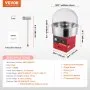 VEVOR Electric Cotton Candy Machine, 1000W Candy Floss Maker, Commercial Cotton Candy Machine with Cover, Stainless Steel Bowl, Sugar Scoop, Drawer, Perfect for Home Kids Birthday, Family Party, Red