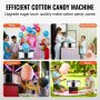 VEVOR Electric Cotton Candy Machine, 1000W Candy Floss Maker, Commercial Cotton Candy Machine with Stainless Steel Bowl, and Sugar Scoop, Perfect for Home Kids Birthday, Family Party (Red)