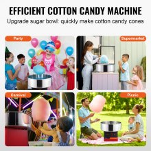 VEVOR Electric Cotton Candy Machine, 1000W Candy Floss Maker, Commercial Cotton Candy Machine with Stainless Steel Bowl, and Sugar Scoop, Perfect for Home Kids Birthday, Family Party (Red)