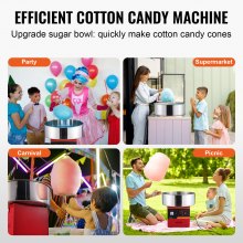 VEVOR Electric Cotton Candy Machine, 1000W Candy Floss Maker, Commercial Cotton Candy Machine with Stainless Steel Bowl, Sugar Scoop, and Drawer, Perfect for Home Kids Birthday, Family Party, Red