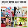 VEVOR elektrisk sockervaddsmaskin, 1000 W Candy Floss Maker, kommersiell sockervaddsmaskin med rostfri stålskål, sockerskopa och låda, perfekt för hemmabarns födelsedag, familjefest, röd