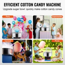 VEVOR Electric Cotton Candy Machine, 1000W Candy Floss Maker, Commercial Cotton Candy Machine with Cover, Stainless Steel Bowl, and Sugar Scoop, Perfect for Home Kids Birthday, Family Party (Blue)