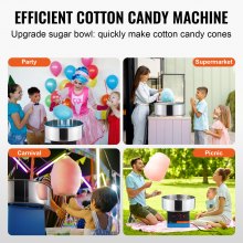 VEVOR Elektrisk Candy Candy Machine, 1000 W Candy Floss Maker, kommerciel Candy Candy Machine med rustfri stålskål og sukkerske, perfekt til hjemmebørns fødselsdag, familiefest (blå)