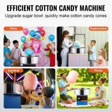VEVOR Electric Cotton Candy Machine, 1000W Candy Floss Maker, Commercial Cotton Candy Machine with Stainless Steel Bowl, Sugar Scoop, and Drawer, Perfect for Home Kids Birthday, Family Party, Blue