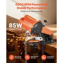 VEVOR Electric Chainsaw Sharpener, 85W Bench Saw Chain Sharpener 5000RPM, Professional Chainsaw Sharpening Tool with 2 Grinding Wheels for Woodworking, Logging, Gardening
