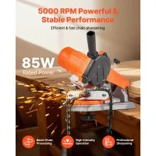 VEVOR Electric Chainsaw Sharpener, 85W Bench Saw Chain Sharpener 5000RPM, Professional Chainsaw Sharpening Tool with 2 Grinding Wheels & LED Light for Woodworking, Logging, Gardening