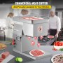 VEVOR Máquina cortadora de carne comercial 1100 LB/H 3 mm de acero inoxidable con polea 600 W Cortadora eléctrica de corte de alimentos para cocina restaurante supermercado mercado