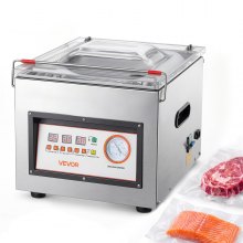 VEVOR Chamber Vacuum Sealer 2.2 Gal Chamber 12" Seal Bar Packing Machine, for Home Kitchen Use, 180W Commercial-Grade Oil Pump, Stainless Steel Food Packaging Machine for Meats, Marinades & Sous Vide