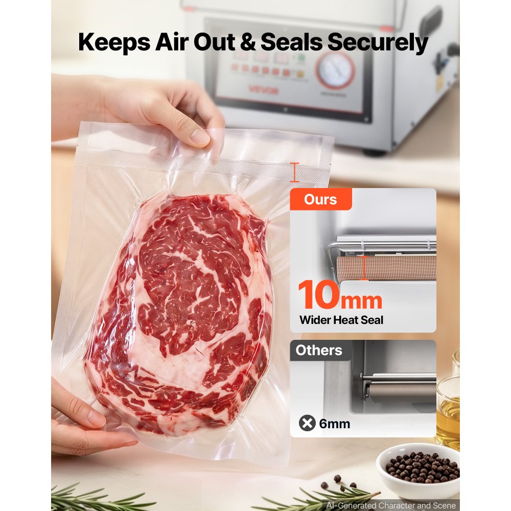 VEVOR Chamber Vacuum Sealer 8.2L Chamber 299.7 mm Seal Bar Packing Machine, for Home Kitchen, 180W Commercial-Grade Oil Pump, Stainless Steel Food Packaging Machine for Meats, Marinades & Sous Vide