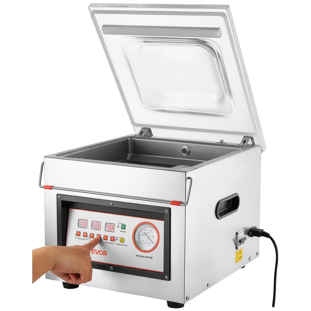 VEVOR Chamber Vacuum Sealer 8.2L Chamber 299.7 mm Seal Bar Packing Machine, for Home Kitchen, 180W Commercial-Grade Oil Pump, Stainless Steel Food Packaging Machine for Meats, Marinades & Sous Vide