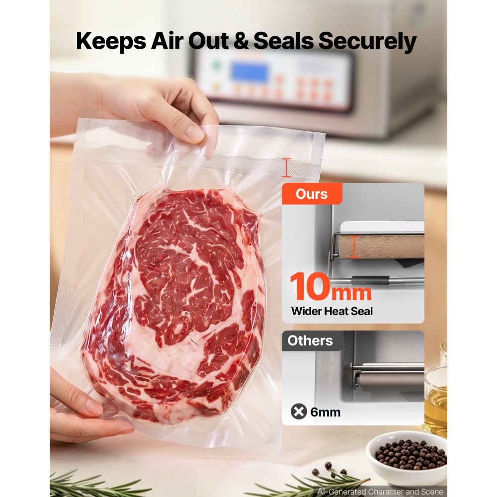 VEVOR Chamber Vacuum Sealer 11.8L Chamber 304.8 mm Seal Bar Packing Machine, for Home Kitchen, 370W Commercial-Grade Oil Pump, Food Packaging Machine for Meats, Marinades, Mason Jar Kit & Sous Vide