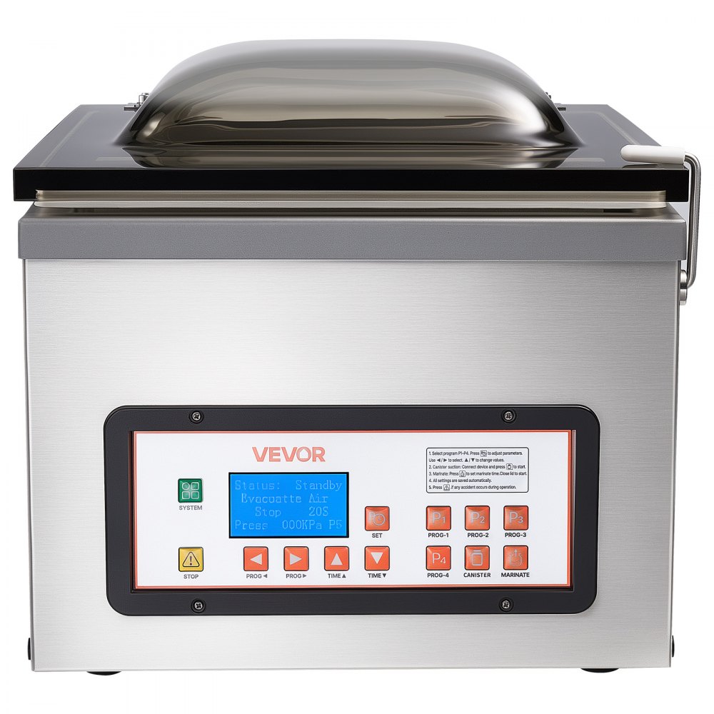 VEVOR Chamber Vacuum Sealer 11.8L Chamber 304.8 mm Seal Bar Packing Machine, for Home Kitchen, 370W Commercial-Grade Oil Pump, Food Packaging Machine for Meats, Marinades, Mason Jar Kit & Sous Vide
