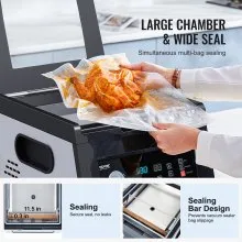 VEVOR Chamber Vacuum Sealer, 380W Vacuum Pump Power, Sealing Bag Packing Machine for Wet Foods, Meat, Compact Design with 11.5 in Sealing Length, Ideal Commercial Sealer for Professional and Home Use