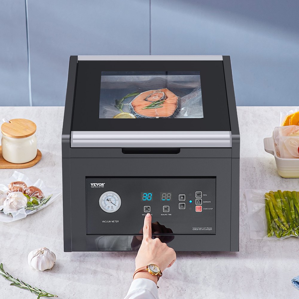 VEVOR Chamber Vacuum Sealer, 380W Vacuum Pump Power, Sealing Bag Packing Machine for Wet Foods, Meat, Compact Design with 290 mm Sealing Length, Ideal Commercial Sealer for Professional and Home Use
