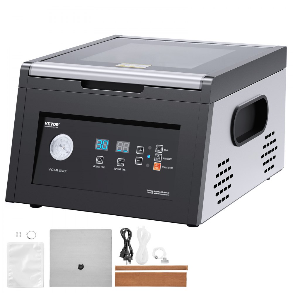 VEVOR Chamber Vacuum Sealer, 380W Vacuum Pump Power, Sealing Bag Packing Machine for Wet Foods, Meat, Compact Design with 290 mm Sealing Length, Ideal Commercial Sealer for Professional and Home Use