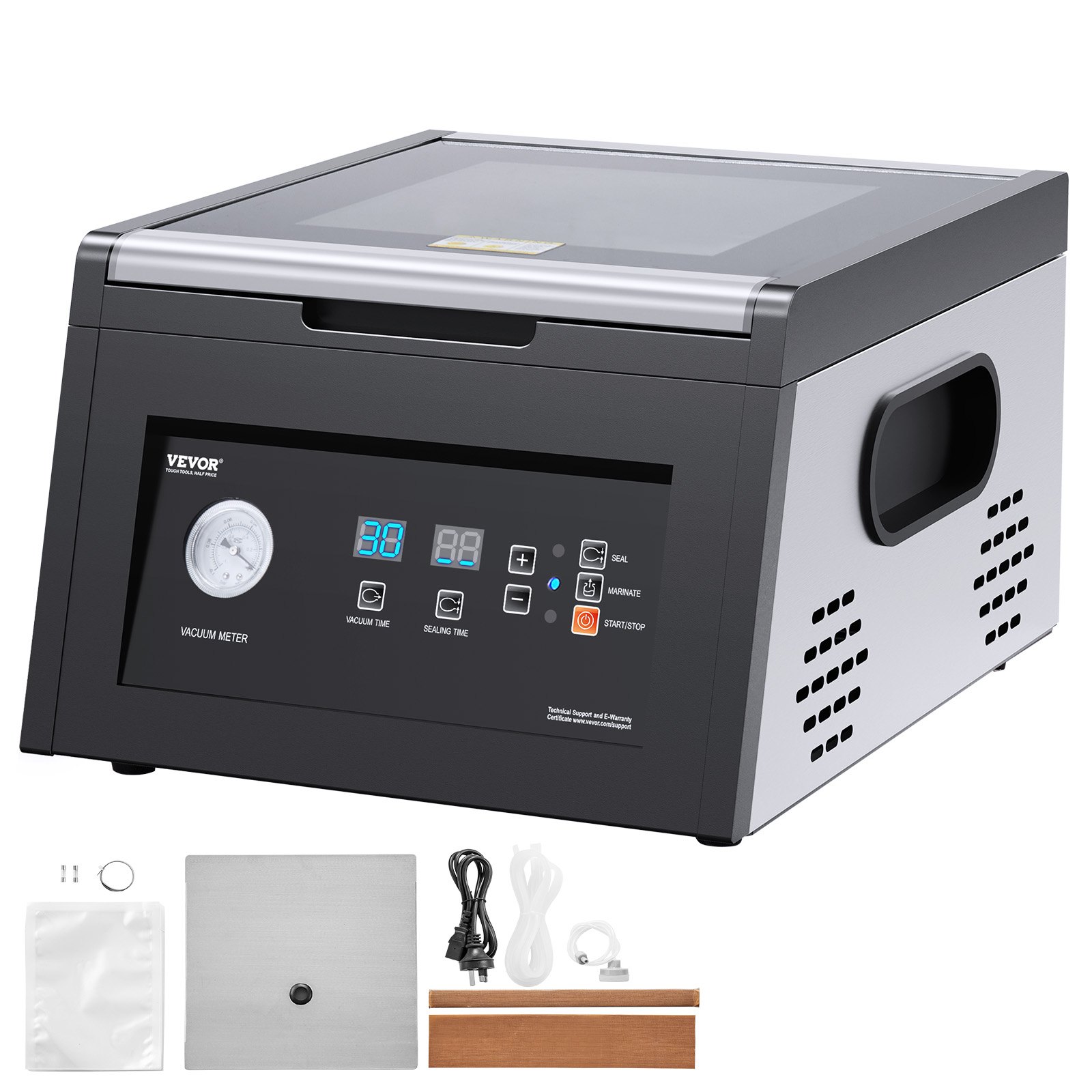VEVOR Chamber Vacuum Sealer, 380W Vacuum Pump Power, Sealing Bag Packing Machine for Wet Foods, Meat, Compact Design with 290 mm Sealing Length, Ideal Commercial Sealer for Professional and Home Use