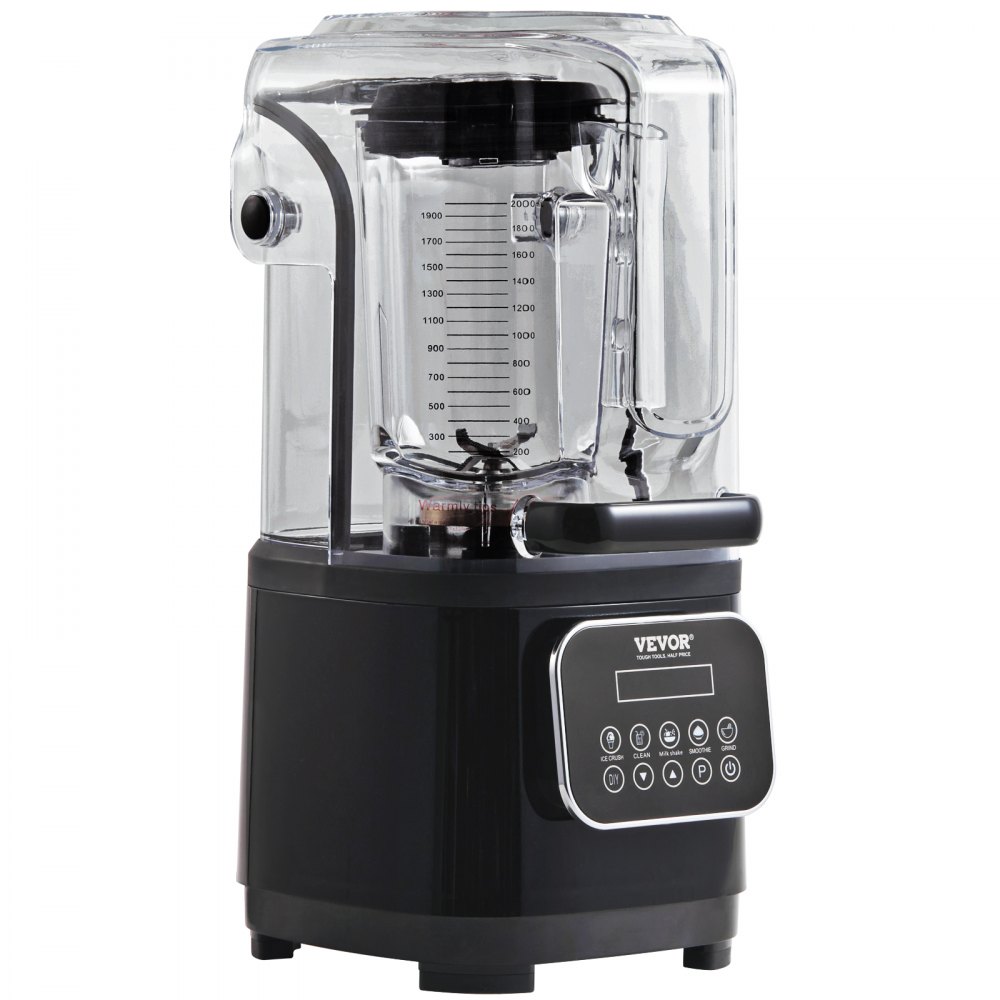 VEVOR Professional Blender with Shield, Commercial Countertop Blenders, 68 oz Plastic Jar Blender Combo, Stainless Steel 9 Speed & 5 Functions Blender, for Shakes, Smoothies, Peree, and Crush Ice