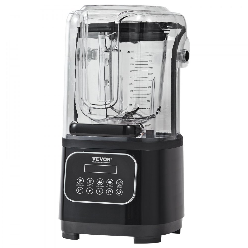 VEVOR Professional Blender with Shield, Commercial Countertop Blenders, 68 oz Plastic Jar Blender Combo, Stainless Steel 9 Speed & 5 Functions Blender, for Shakes, Smoothies, Peree, and Crush Ice