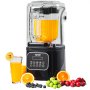VEVOR Professional Blender with Shield, Commercial Countertop Blenders, 68 oz  Blender Combo, Stainless Steel 9 Speed & 5 Functions Blender, for Shakes, Smoothies, Peree, and Crush Ice, Black