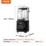 VEVOR Professional Blender with Shield, Commercial Countertop Blenders, 68 oz Plastic Jar Blender Combo, Stainless Steel 9 Speed & 5 Functions Blender, for Shakes, Smoothies, Peree, and Crush Ice