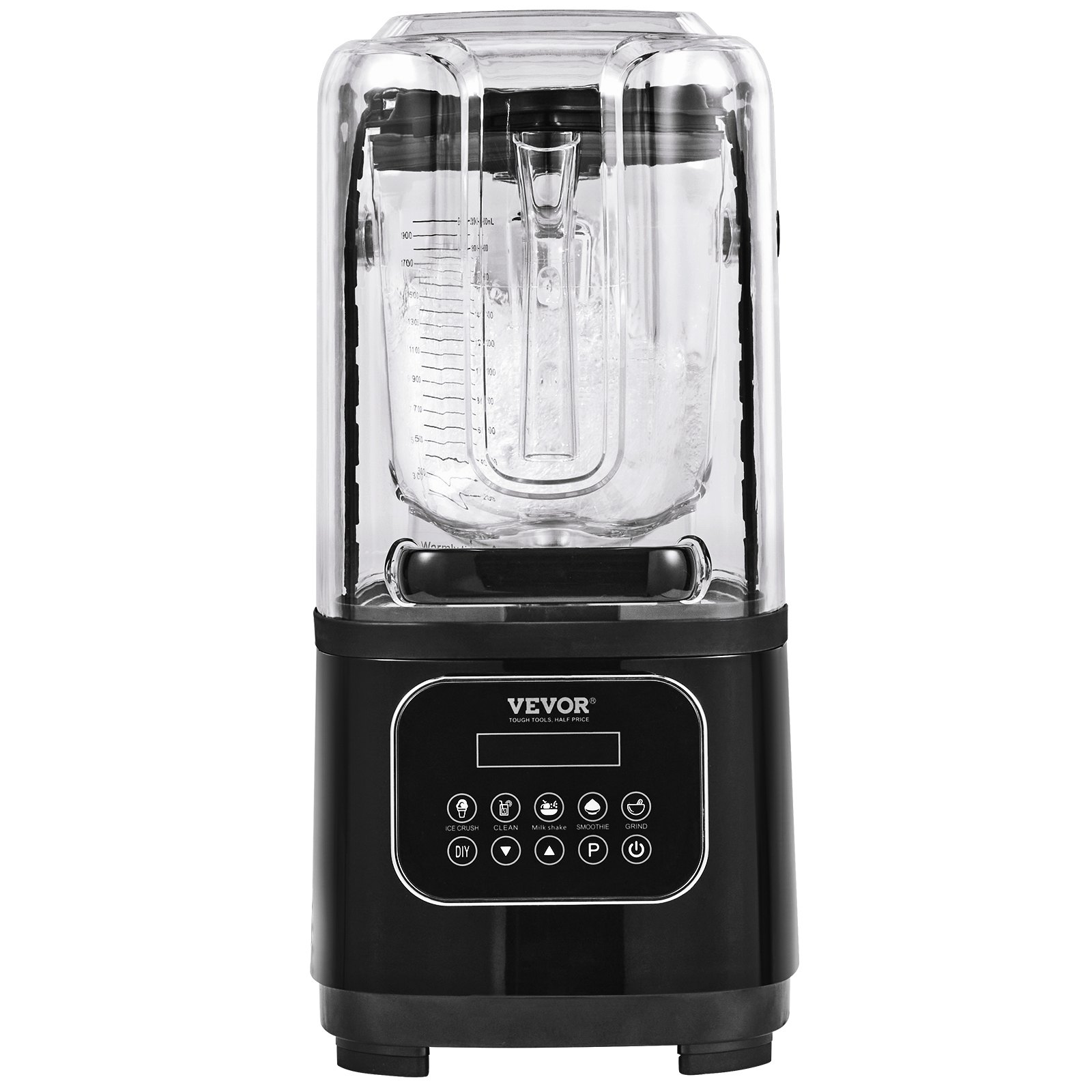 VEVOR Professional Blender with Shield, Commercial Countertop Blenders, 68 oz Plastic Jar Blender Combo, Stainless Steel 9 Speed & 5 Functions Blender, for Shakes, Smoothies, Peree, and Crush Ice