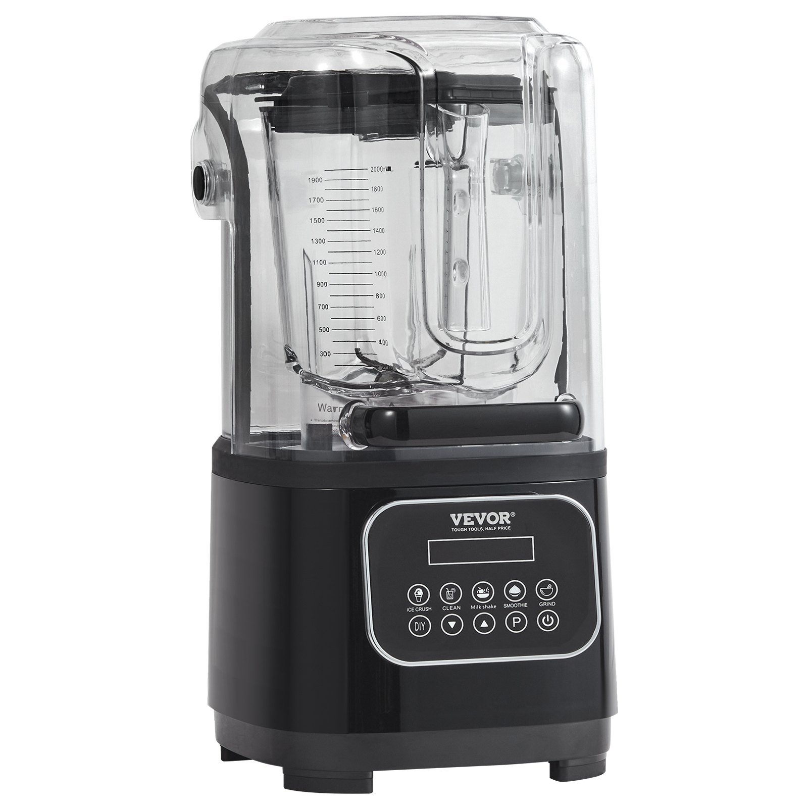 VEVOR Professional Blender with Shield, Commercial Countertop Blenders, 68 oz  Jar Blender Combo, Stainless Steel 9 Speed & 5 Functions Blender, for Shakes, Smoothies, Peree, and Crush Ice, Black