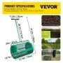 Esparcidor de compost VEVOR, 24" para suelo de musgo de turba, metal con recubrimiento en polvo, cesta de malla con agujeros de 2/5 x 3/5", poste ajustable de 24.4"/28.5" de largo, para uso en el cuidado del césped del jardín, verde